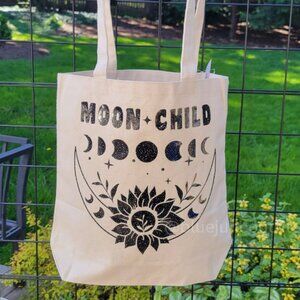 Moon Child Canvas Tote Bag | Celestial Farmers Market Tote Bag